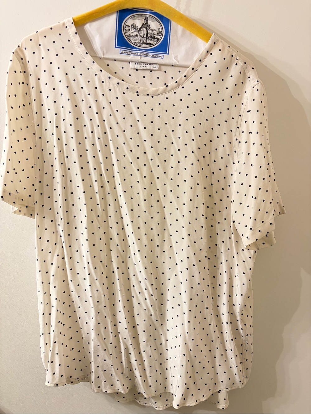 Equipment Cream Polka Dot Short Sleeve Blouse